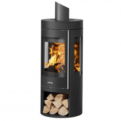 Poêle à bois Mino Trios 2.0 - 5 kW - acier noir - dessus acier noir de marque Justus, référence: B8548500