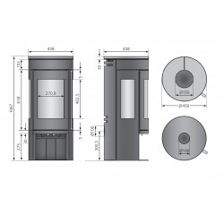 Poêle à bois Mino Trios 2.0 - 5 kW - acier noir - dessus acier noir - Justus