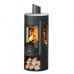 Poêle à bois Mino Trios 2.0 - acier noir - dessus pierre ollaire 5 kW de marque Justus, référence: B8548700