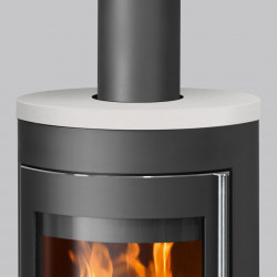 Poêle à bois Mino Trios 2.0 - acier noir - dessus céramique blanc 5 kW - Justus