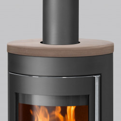 Poêle à bois Meva Acier Noir - Dessus Céramique Grappa - Porte Fonte 5.5kW - Justus