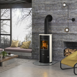 Poêle à bois Austin 5 Acier Noir - Pierre Cream 5kW de marque Justus, référence: B8550100