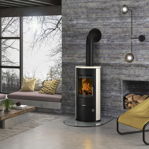 Poêle à bois Austin 5 Acier Noir - Pierre Cream 5kW - Justus