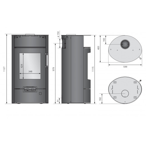 Poêle à bois Island 7 2.0 Acier Noir - Pierre Sable - 6,5 kW - Justus