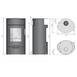 Poêle à bois Island 7 2.0 Acier Noir - Céramique Corretto - 6,5 kW - Justus