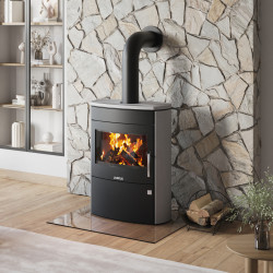 Poêle à bois Agero 2.0 Acier Noir - Pierre Ollaire - 7 kW de marque Justus, référence: B8551800