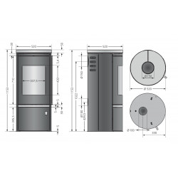 Cheminée Faro Top 2.0 Acier Noir - Plaque de Recouvrement Verre - 6,0 kW - Justus