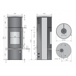 Cheminée Faro W+ 2.0 Acier Noir - Plaque de Recouvrement Acier Noir - 7,0 kW - Justus