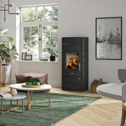 Poêle à bois Tova (W+) Acier Noir - 6 kW - Justus