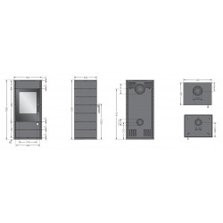 Poêle à bois Tova (W+) Acier Noir - 6 kW - Justus