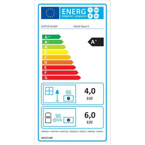 Poêle à bois hydro Island Aqua Acier Gris - 10/6 kW - Justus