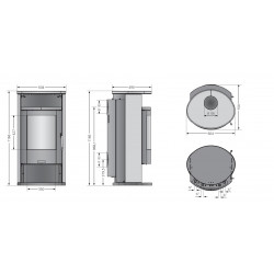 Poêle à bois hydro Island Aqua Acier Gris - 10/6 kW - Justus