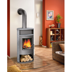 Poêle à bois hydro Island Aqua Acier Gris - Pierre Ollaire - 10/6 kW de marque Justus, référence: B8554900