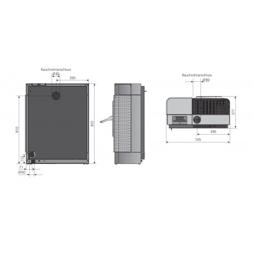 Poêle à granulés Canis XL Acier Noir - 2,5-8,0 kW - Justus