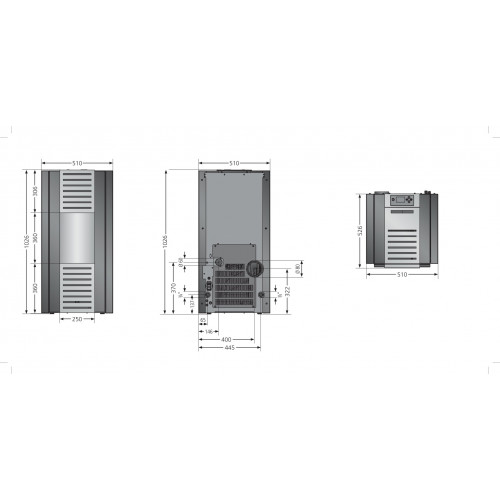 Poêle à granulés hydro Sirkos Aqua 2.0 Rouge - 2,8-9,2 kW / 7 kW pour eau - Justus