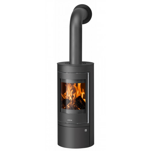 Poêle à bois Mino Top 2.0 Acier Noir - Dessus Acier Noir - Porte Fonte - 5,5 kW - Justus