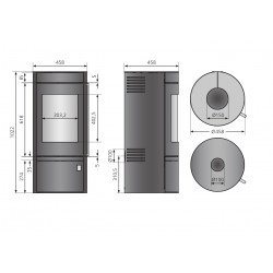 Poêle à bois Mino Top 2.0 Acier Noir - Dessus Acier Noir - Porte Fonte - 5,5 kW - Justus