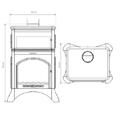 Poêle à bois - modèle ANTARES HORNO - 18,26 kW - jusqu'à 305 m³ - H.95 x l.63 x P.55 cm - Classe énergétique A - Eider Biomasa