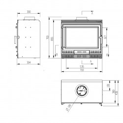 Poêle à bois - modèle AURORA 70 VENT - 10,4 kW - jusqu'à 225 m³ - H.65 x l.43 x P.70 cm - Classe énergétique A - Eider Biomasa