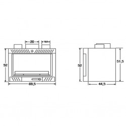 Poêle à bois - modèle NUK 70 VENT - 8 kW - jusqu'à 135 m³ - H.52 x l.45 x P.69 cm - Classe énergétique A - Eider Biomasa