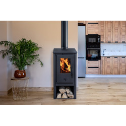 Poêle à bois - modèle Maxi Calor - 6,64 kW - jusqu'à 120 m³ - H.79 x l.41 x P.39 cm - Classe énergétique A - Eider Biomasa