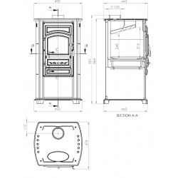 Poêle à bois - modèle FORTE - 5,4 kW - jusqu'à 120 m³ - H.87 x l.41 x P.49 cm - Classe énergétique A - Eider Biomasa