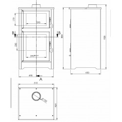 Poêle à bois - modèle QUARTZ - 12,4 kW - juqsu'à 210 m³ - H.89 x l.47 x P.52 cm - Classe énergétique A - Eider Biomasa