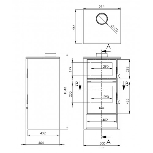 Poêle à bois - modèle LUX - 12,4 kW - jusqu'à 210 m³ - H.104,3 x l.50 x P.46,4 cm - Classe énergétique A - Eider Biomasa