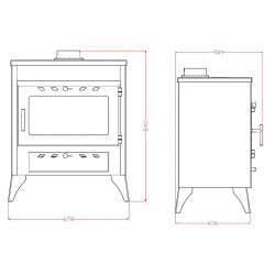 Poêle à bois - 13,2 kW - modèle CAPRI - jusqu'à 297 m³ - H.89 x l.68 x P.44 cm - Classe énergétique A - Eider Biomasa