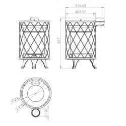 Poêle à bois - modèle Rustica Exteriores - 13,05 kW - jusqu'à 190 m³ - H.68 x l.52 x P.41 cm - Classe énergétique A - Eider Biomasa