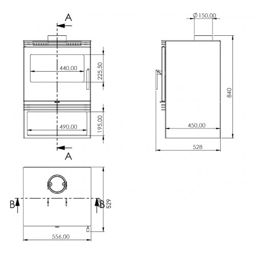 Poêle à bois - 6,8 kW - modèle Pisano Ventilée - jusqu'à 152 m³ - H.83 x l.56 x P.50 cm - Classe énergétique A - Eider Biomasa