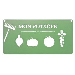 Pancarte décorative en métal "Mon potager" - 25x12,5cm - vert pâle de marque Louis Moulin, référence: J8576800