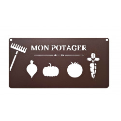 Pancarte décorative en métal "Mon potager - 25x12,5cm - fer vieilli de marque Louis Moulin, référence: J8576900