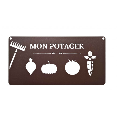 Pancarte décorative en métal "Mon potager - 25x12,5cm - fer vieilli - Louis Moulin