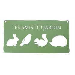 Pancarte décorative en métal "Les amis du jardin" - 25,5x12,5cm - vert pâle de marque Louis Moulin, référence: J8577000