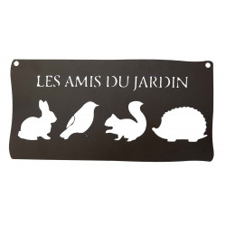 Pancarte décorative en métal "Les amis du jardin" - 25,5x12,5cm - fer vieilli de marque Louis Moulin, référence: J8577100