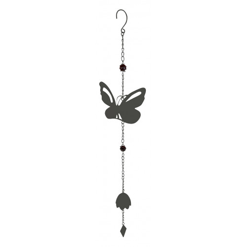 Carillon en forme de papillon avec perles - anthracite - Louis Moulin