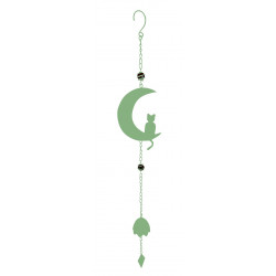 Carillon en forme de chat et de lune avec perles  - vert pale de marque Louis Moulin, référence: J8577700