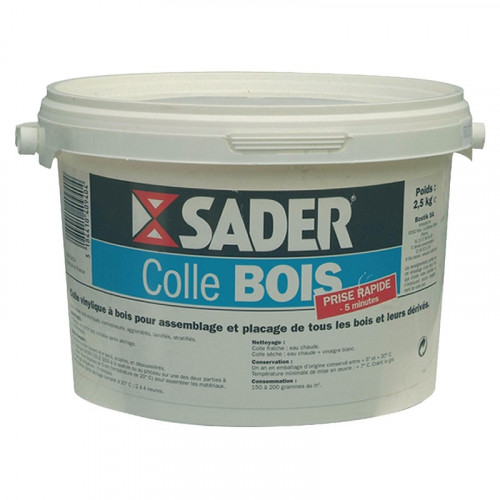 Colle à bois prise rapide - seau 2,5 Kg - Sader