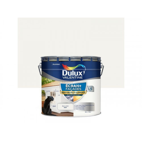 Peinture facade Ecran + multi-supports DULUX VALENTINE, blanc, 10 l - DULUX VALENTINE