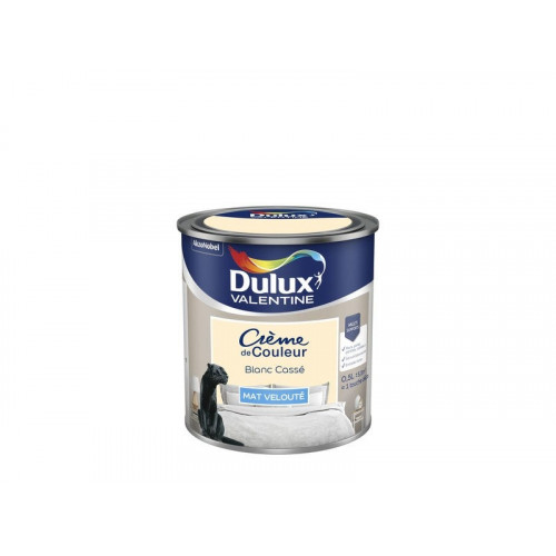 Peinture mur boiserie mat, DULUX VALENTINE Crème de couleur,  blanc cassé, 0.5 litre - DULUX VALENTINE