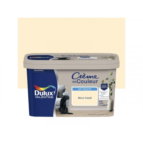 Peinture blanc casse mur, boiserie Creme de couleur DULUX VALENTINE mat 2.5 l - DULUX VALENTINE