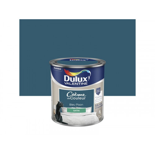 Peinture mur, boiserie crème de couleur DULUX VALENTINE bleu paon satiné 0.5L - DULUX VALENTINE