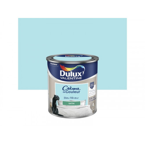 Peinture mur, boiserie crème de couleur DULUX VALENTINE bleu rêveur satiné 0.5L - DULUX VALENTINE