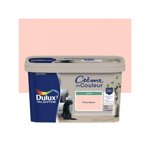 Peinture chamallow mur, boiserie Creme de couleur DULUX VALENTINE satine 2.5 l - DULUX VALENTINE