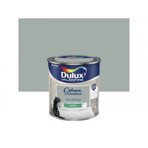 Peinture mur, boiserie crème de couleur DULUX VALENTINE gris alpaga satiné 0.5L - DULUX VALENTINE