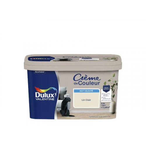 Peinture lin clair mur, boiserie Creme de couleur DULUX VALENTINE mat 2.5 l - DULUX VALENTINE