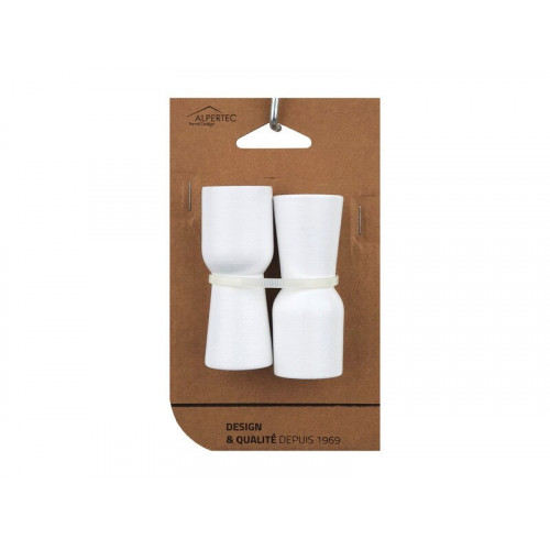 Lot de 2 butées de porte à fixer au mur ALPERTEC bois blanc L.7cm x l.2.7 cm - ALPERTEC