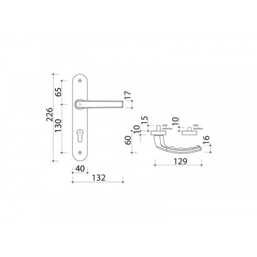 2 poignees de porte Baltic/beverly trou de cylindre ALPERTEC, aluminium entraxe 195 mm - ALPERTEC