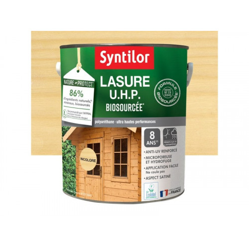 Lasure SYNTILOR U.H.P. biosourcee nature protect 8 ans incolore satiné 5 L - SYNTILOR